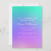 Invitation Vibrant vert violet Abstrait Baby shower dégradé (Devant)