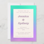Invitation Vibrant vert violet Abstrait Mariage dégradé (Devant)