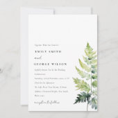 INVITATION VIBRANT VERT WATERCOLOR FERN FOLIAGE MARIAGE (Devant)