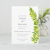 INVITATION VIBRANT VERT WATERCOLOR FERN FOLIAGE MARIAGE (Debout devant)
