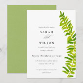 INVITATION VIBRANT VERT WATERCOLOR FERN FOLIAGE MARIAGE (Devant / Derrière)