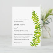 INVITATION VIBRANT VERT WATERCOLOR FERN FOLIAGE MARIAGE (Debout devant)