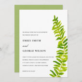 INVITATION VIBRANT VERT WATERCOLOR FERN FOLIAGE MARIAGE (Devant / Derrière)