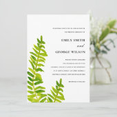 INVITATION VIBRANT VERT WATERCOLOR FERN FOLIAGE MARIAGE (Debout devant)