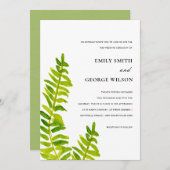 INVITATION VIBRANT VERT WATERCOLOR FERN FOLIAGE MARIAGE (Devant / Derrière)