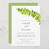 INVITATION VIBRANT VERT WATERCOLOR FERN FOLIAGE MARIAGE (Devant / Derrière)