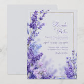 Invitation Vibrant Violet Botanical Lavender Gold Frame (Devant / Derrière)
