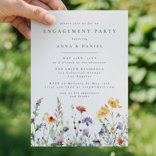Invitation Vibrant Watercolor Floral Engagement Party