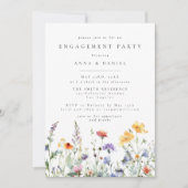 Invitation Vibrant Watercolor Floral Engagement Party (Devant)