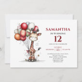 Invitation Vibrant whimsical giraffe kids birthday invite (Devant)