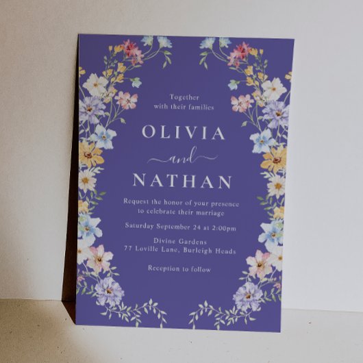 Invitation Vibrant Wildflowers Modern Wedding