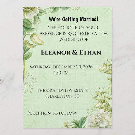 Invitation Vibrant Yellow Tulip & Ranunculus Formal Wedding I (Devant)