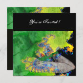 Invitation VIBRATIONS DE MATIÈRE, jaune vert noir (Devant / Derrière)