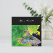 Invitation VIBRATIONS DE MATIÈRE, jaune vert noir (Debout devant)