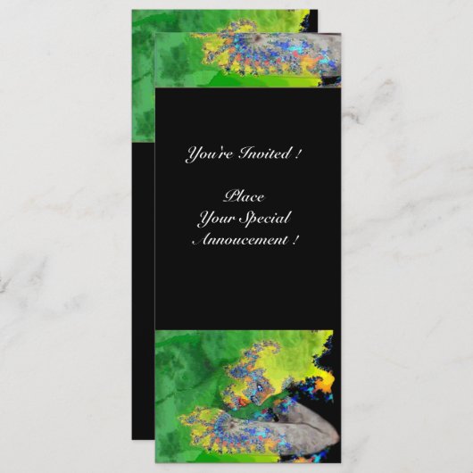 Invitation VIBRATIONS DE MATIÈRE, jaune vert noir (Devant / Derrière)