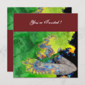 Invitation VIBRATIONS DE MATIÈRE, vert jaune noir rouge (Devant / Derrière)