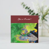 Invitation VIBRATIONS DE MATIÈRE, vert jaune noir rouge (Debout devant)