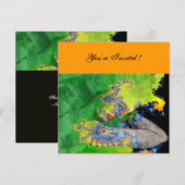 Invitation VIBRATIONS DE MATIÈRE, vert jaune orange (Devant / Derrière)