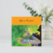 Invitation VIBRATIONS DE MATIÈRE, vert jaune orange (Debout devant)