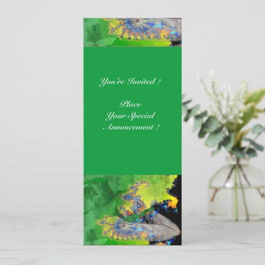 Invitation VIBRATIONS DE MATIÈRE, vert jaune orange (Debout devant)