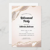 Invitation Vibrer rose et or Agate Élégant Parti de retraite (Devant / Derrière)