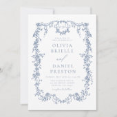 Invitation Victorian All In One Dusty Blue QR Code Mariage (Devant)