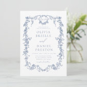 Invitation Victorian All In One Dusty Blue QR Code Mariage (Debout devant)