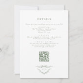 Invitation Victorian All In One Sage Vert QR Code Mariage (Dos)