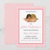Invitation Victorian Angels Rougissent Rose (Devant / Derrière)