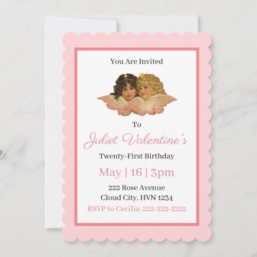 Invitation Victorian Angels Rougissent Rose (Devant)