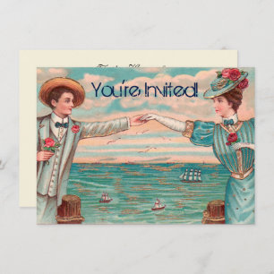 Invitation Victorian Beach Love Dressy Ocean Mariage Couple