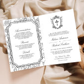 Invitation Victorian Black and White Catholic QR Code Wedding