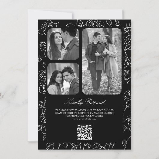 Invitation Victorian Black Catholic QR Code Mariage (Dos)