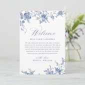 Invitation Victorian Blue Floral Mariage WEEKEND ÉVÉNEMENTS (Debout devant)