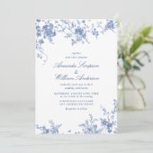 Invitation Victorian Blue French Garden Code QR Mariage (Debout devant)