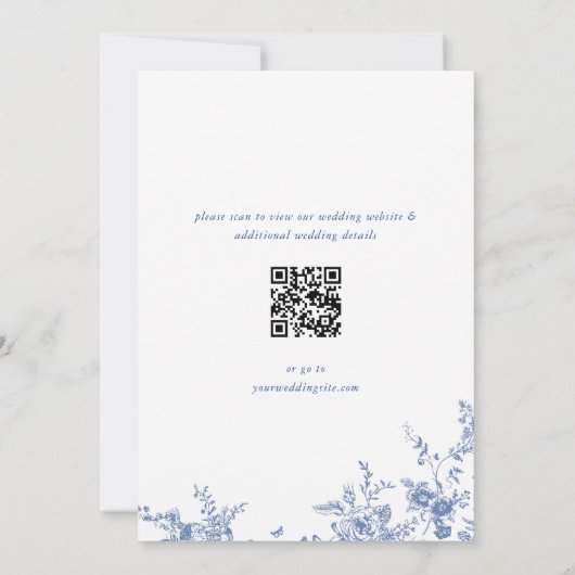 Invitation Victorian Blue French Garden Code QR Mariage (Dos)