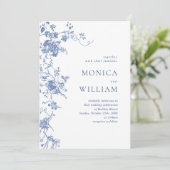 Invitation Victorian Blue French Garden Code QR Mariage photo (Debout devant)