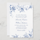 Invitation Victorian Blue French Garden Code QR Mariage photo (Devant)