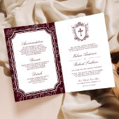 Invitation Victorian Burgundy Catholic QR Code Wedding