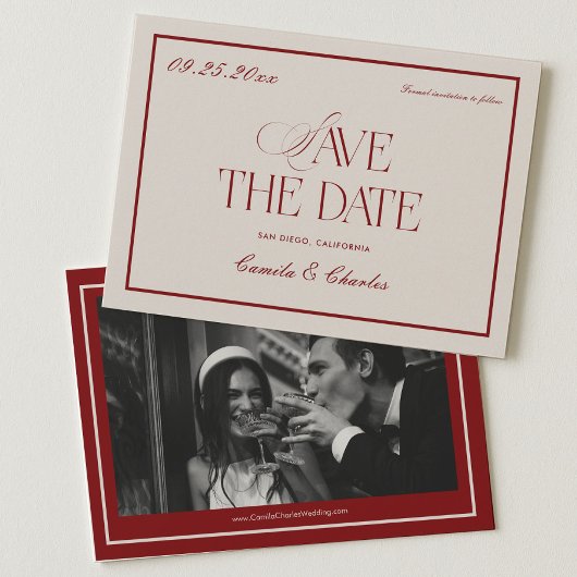 Invitation Victorian Burgundy Wedding Save the Date Photo