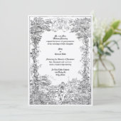 Invitation Victorian Castle Couple Foliage Mariage frontalier (Debout devant)