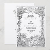 Invitation Victorian Castle Couple Foliage Mariage frontalier (Devant / Derrière)
