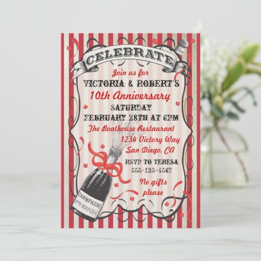 Invitation Victorian Champagne Celebration Party (Debout devant)