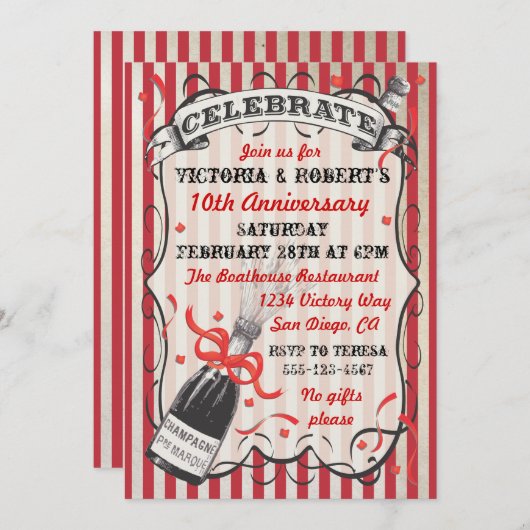 Invitation Victorian Champagne Celebration Party (Devant / Derrière)