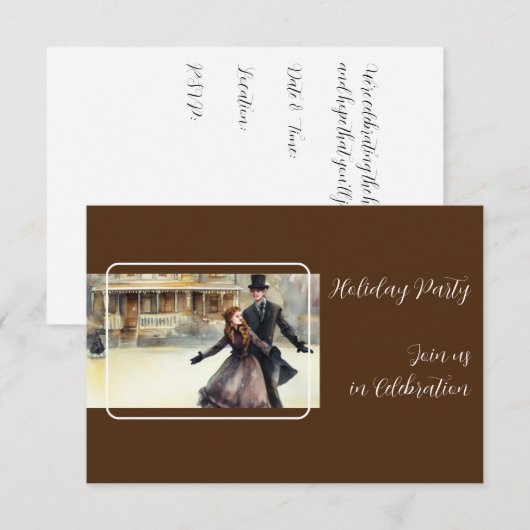 Invitation Victorian Christmas Scene Party (Devant / Derrière)