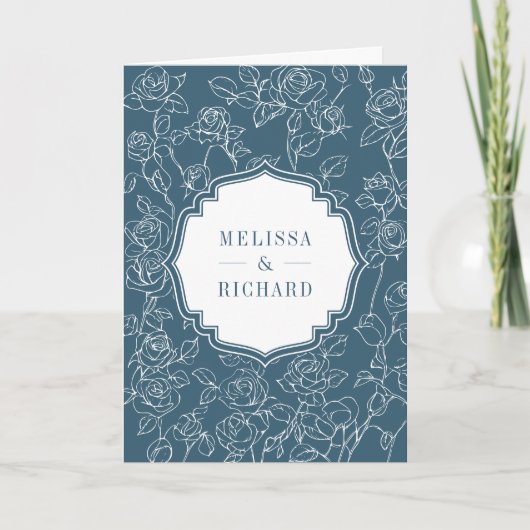 Invitation Victorian Dusty Blue Catholic QR Code Wedding (Devant)