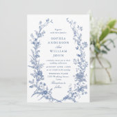 Invitation Victorian Dusty Blue French Garden Floral Mariage (Debout devant)