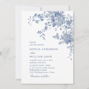 Invitation Victorian Dusty Blue French Garden Floral Mariage
