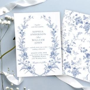 Invitation Victorian Dusty Blue French Garden Floral Mariage