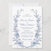 Invitation Victorian Dusty Blue French Garden Floral Mariage (Devant)
